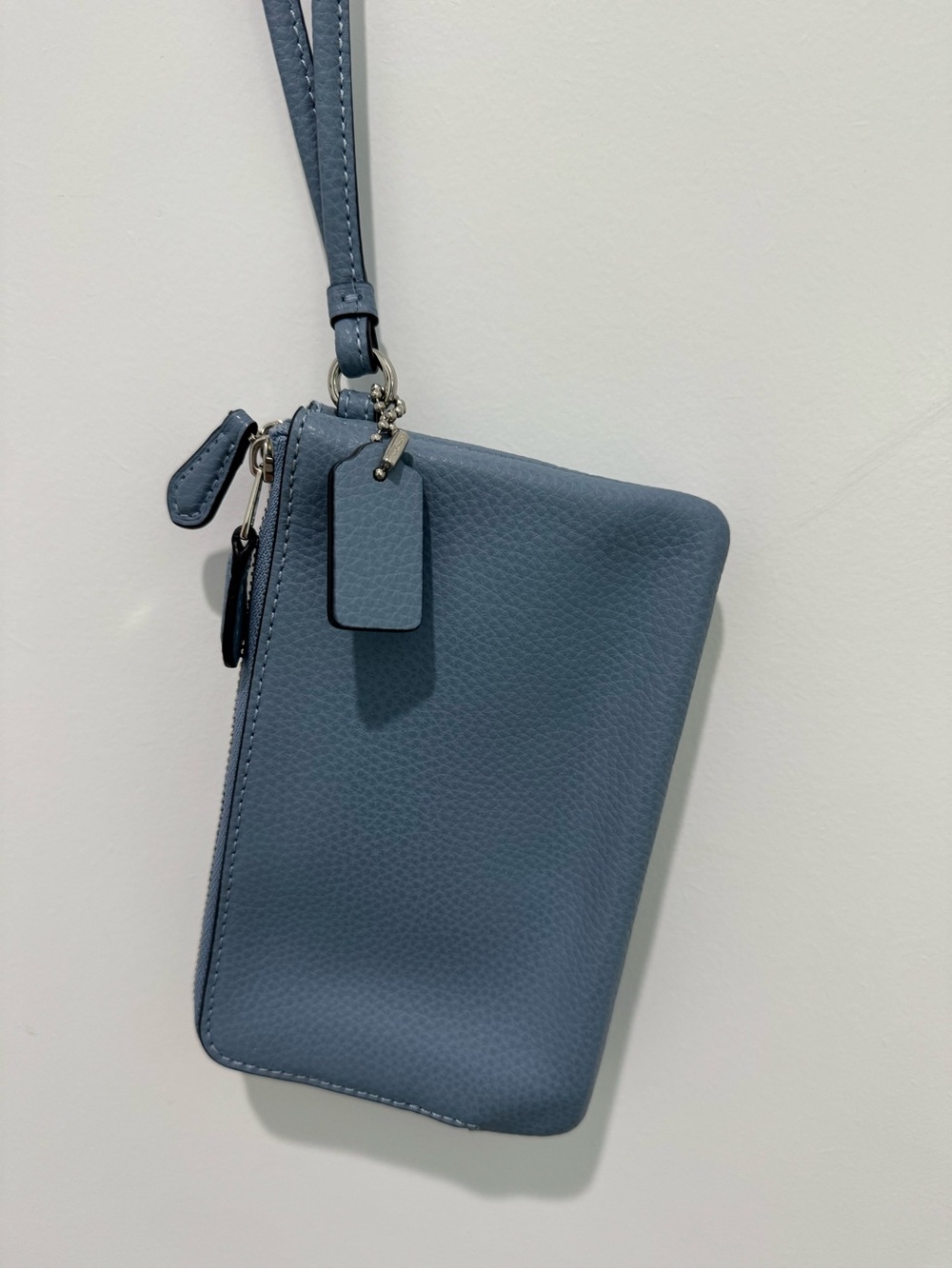 Coach double corner zip wristlet in slate blue NWOT - Picture 3 of 5